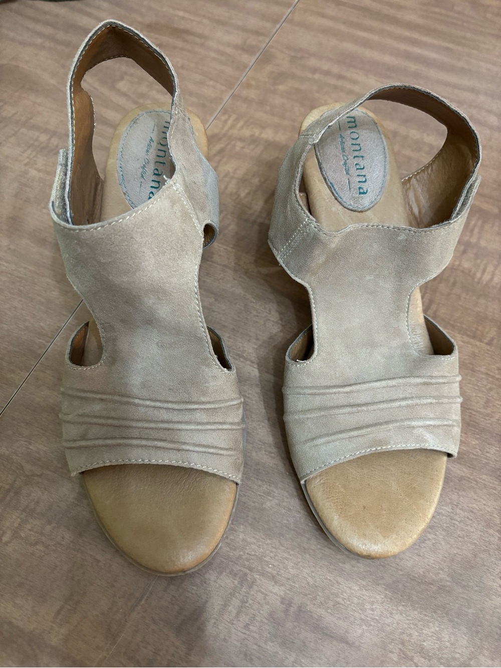 Montana Artisan Crafted sandals featuring a neutral beige suede leather